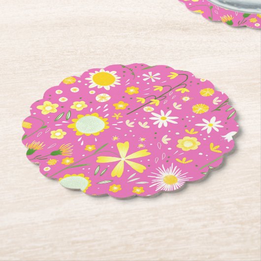 Moderne roze bloemen botanische Onderzetters (Gekanteld)