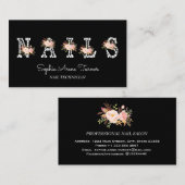 Moderne roze bloemen brief nageltechnicus visitekaartje (Voorkant / Achterkant)