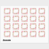 Moderne  Roze Bloemen Bruiloft Blank Custom Vierkante Sticker (Vel)