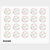 Moderne  Roze Bloemen Bruiloft Blank Ronde Sticker (Vel)