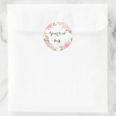 Moderne  Roze Bloemen Bruiloft Blank Ronde Sticker (Tas)