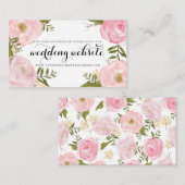 Moderne Roze Bloemen Bruiloftswebsite Kaart (Voorkant / Achterkant)