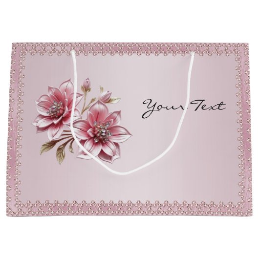 Moderne Roze Bloemen Cadeautas (Voorkant)
