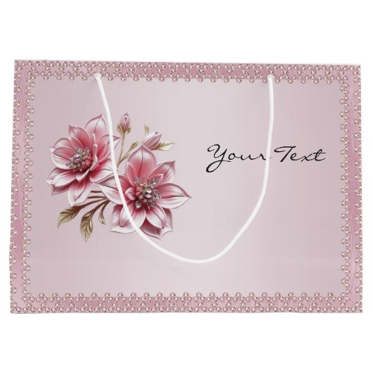 Moderne Roze Bloemen Cadeautas (Achterkant)