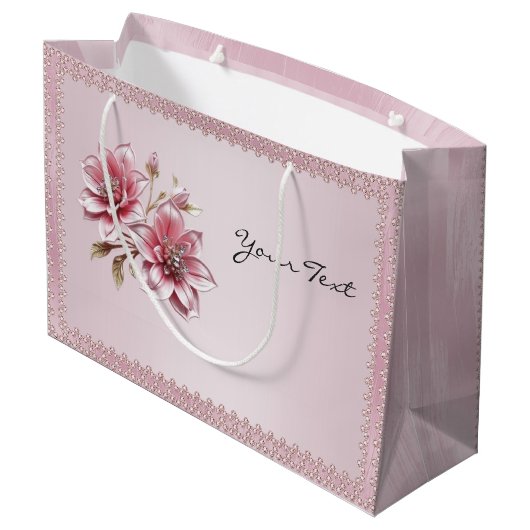 Moderne Roze Bloemen Cadeautas (Achterkant Gekanteld)