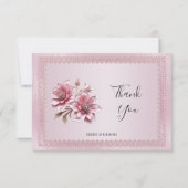 Moderne roze bloemen dank je wel kaart (Voorkant)
