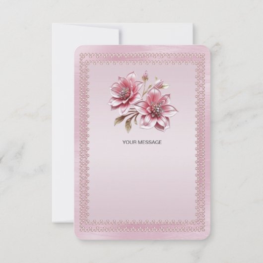 Moderne roze bloemen dank je wel kaart (Achterkant)