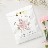 Moderne roze bloemen dank u namen bruiloft bedankzakje (Gezegeld)