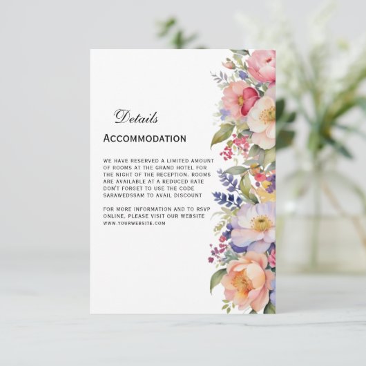 Moderne Roze Bloemen Details Moslim Uitnodiging Informatiekaartje (Staand voorkant)