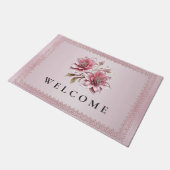 Moderne Roze Bloemen Deurmat (Schuin)