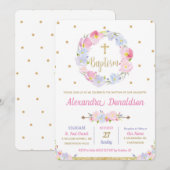 Moderne Roze Bloemen Doop Doop Doop Kaart (Voorkant / Achterkant)