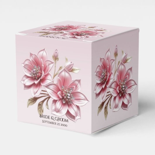 Moderne roze bloemen favorietendoos bedankdoosjes (Voorkant Zijde)