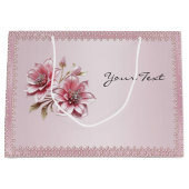 Moderne Roze Bloemen Gift Bag Groot Cadeauzakje (Voorkant)