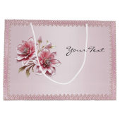 Moderne Roze Bloemen Gift Bag Groot Cadeauzakje (Achterkant)