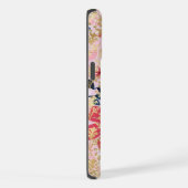 Moderne Roze Bloemen Glitter Chic Gepersonaliseerd iPhone Hoesje (Rechterkant)