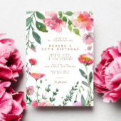 Moderne Roze Bloemen Gouden Tuin Verjaardagsfeest Kaart