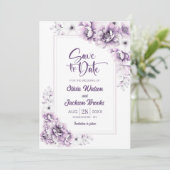 Moderne Roze Bloemen Huwelijk Save the Date Kaart (Staand voorkant)