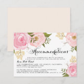Moderne  Roze Bloemen Huwelijksaccommodatie Informatiekaartje (Voorkant / Achterkant)