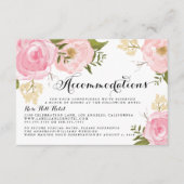 Moderne Roze Bloemen Huwelijksaccommodatie Informatiekaartje (Voorkant)