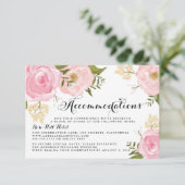 Moderne  Roze Bloemen Huwelijksaccommodatie Informatiekaartje (Staand voorkant)