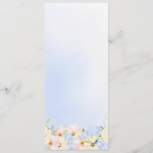 Moderne  Roze Bloemen Huwelijksprogramma Kaart (Achterkant)