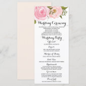 Moderne Roze Bloemen Huwelijksprogramma Kaart (Voorkant / Achterkant)