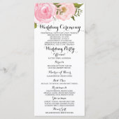Moderne  Roze Bloemen Huwelijksprogramma Kaart (Voorkant)
