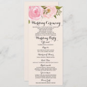 Moderne  Roze Bloemen Huwelijksprogramma Kaart (Voorkant / Achterkant)