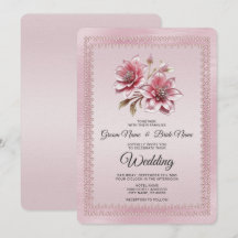 Moderne Roze Bloemen Huwelijksuitnodiging