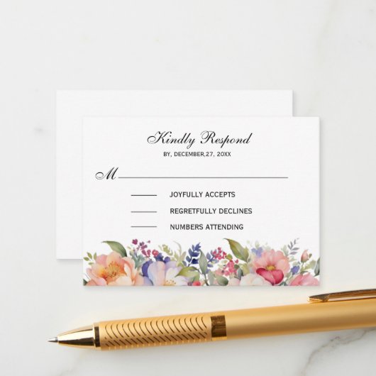 Moderne Roze Bloemen Islamitische Moslim Uitnodigi Informatiekaartje (Voorkant / Achterkant in situ)