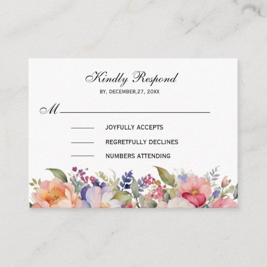 Moderne Roze Bloemen Islamitische Moslim Uitnodigi Informatiekaartje (Voorkant)