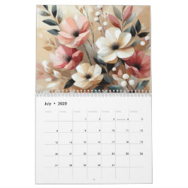Moderne roze bloemen kalender