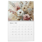 Moderne roze bloemen kalender (Feb 2026)