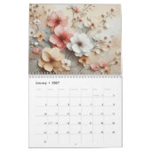 Moderne roze bloemen kalender (Jan 2027)