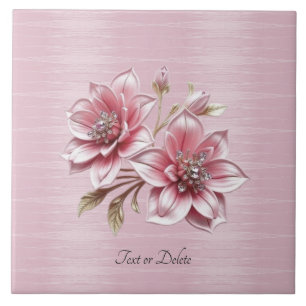 Moderne Roze Bloemen Keramische Tegel Tegeltje