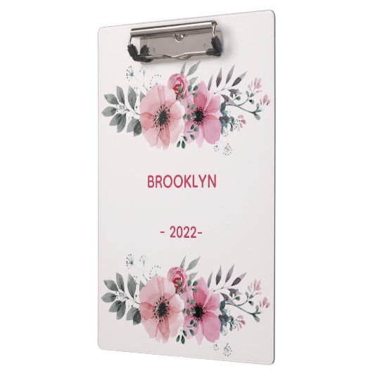 Moderne roze bloemen klembord (Links)