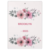 Moderne roze bloemen klembord (Achterkant)