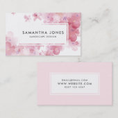 Moderne Roze Bloemen Landschapskunstenaar Visitekaartje (Voorkant / Achterkant)