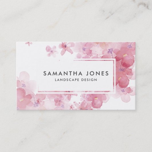 Moderne Roze Bloemen Landschapskunstenaar Visitekaartje (Voorkant)