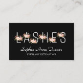 Moderne Roze Bloemen Letter EyeLash Extensions Visitekaartje (Voorkant)
