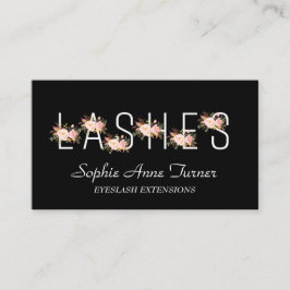 Moderne Roze Bloemen Letter EyeLash Extensions Visitekaartje