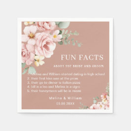 Moderne Roze Bloemen Leuke Feiten Trouwen Servet