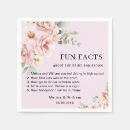 Moderne Roze Bloemen Leuke Feiten Trouwen Servet