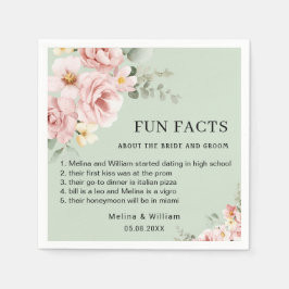 Moderne Roze Bloemen Leuke Feiten Trouwen Servet