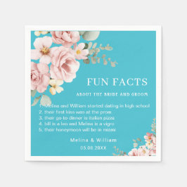 Moderne Roze Bloemen Leuke Feiten Trouwen Servet