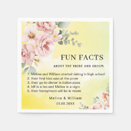 Moderne Roze Bloemen Leuke Feiten Trouwen Servet