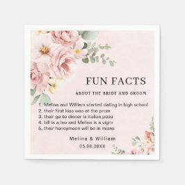 Moderne Roze Bloemen Leuke Feiten Trouwen Servet