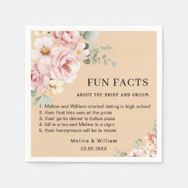 Moderne Roze Bloemen Leuke Feiten Trouwen Servet