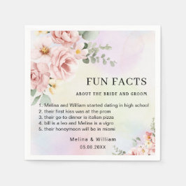 Moderne Roze Bloemen Leuke Feiten Trouwen Servet