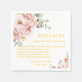Moderne Roze Bloemen Leuke Feiten Trouwen Servet